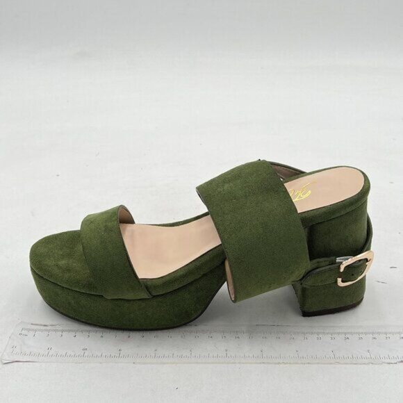 Fowt Shoes - Women's Platform Heels Sandals Block Chunky High Heeled Suede Sandal  Green